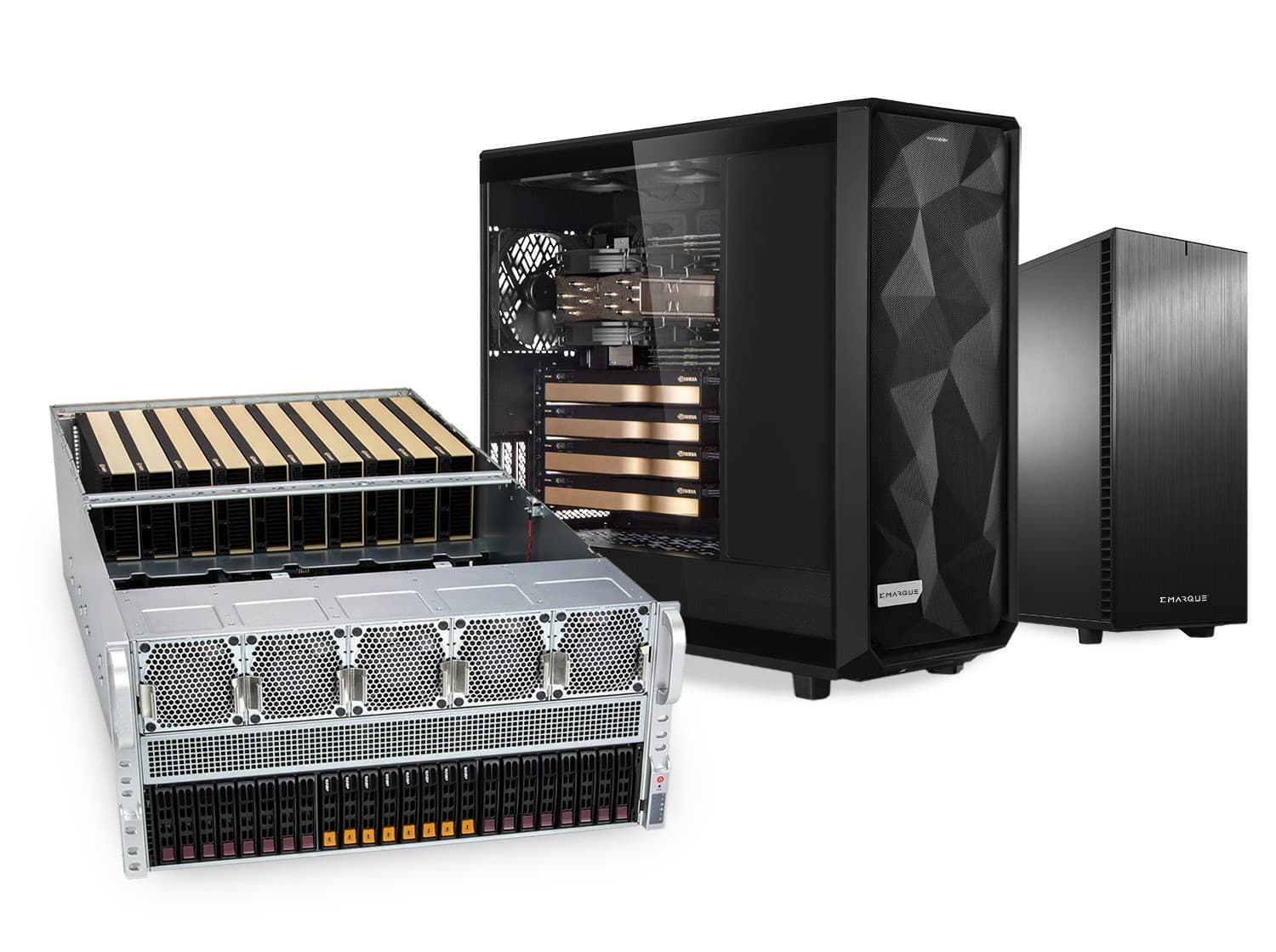 EMARQUE AI server rack and workstation towers